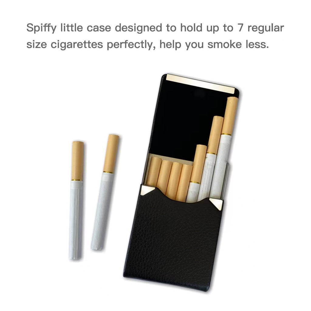 Portable Slim Leather Cigarette Case (Hold 7 Regular Size) for Men or Women