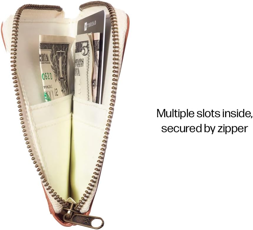 Thread Wallets RFID Blocking Leather Zip Wallet with Card Holder for Men and Women (Blossom)