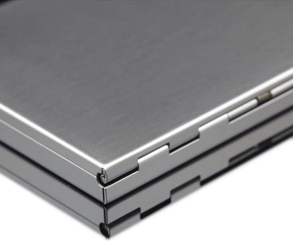 Stainless Steel Extra Slim Cigarette Case Metal Cigarette Holder Case for 100's and 84's (Silver (Flat))