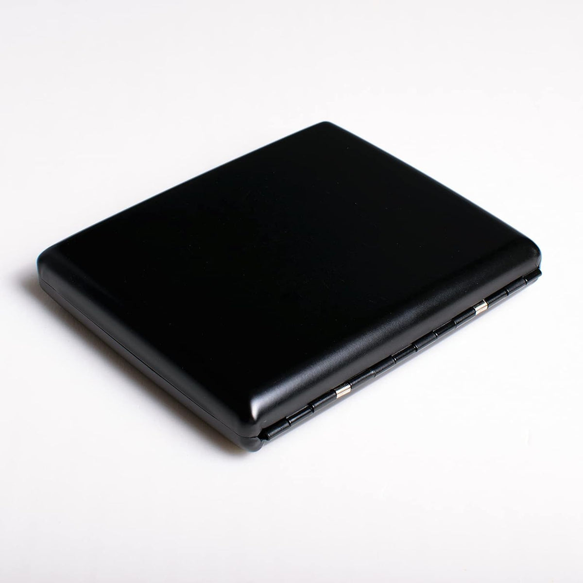 Metal Cigarette Case - Ladies and Men, Portable Double Sided Spring Clip, Holds 18-20 100mm Cigarettes (Black)