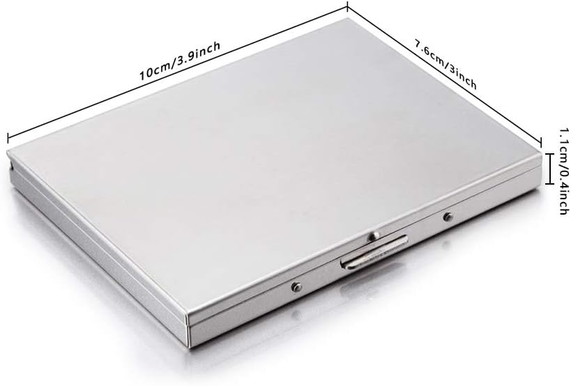 Stainless Steel Extra Slim Cigarette Case Metal Cigarette Holder Case for 100's and 84's (Silver (Flat))