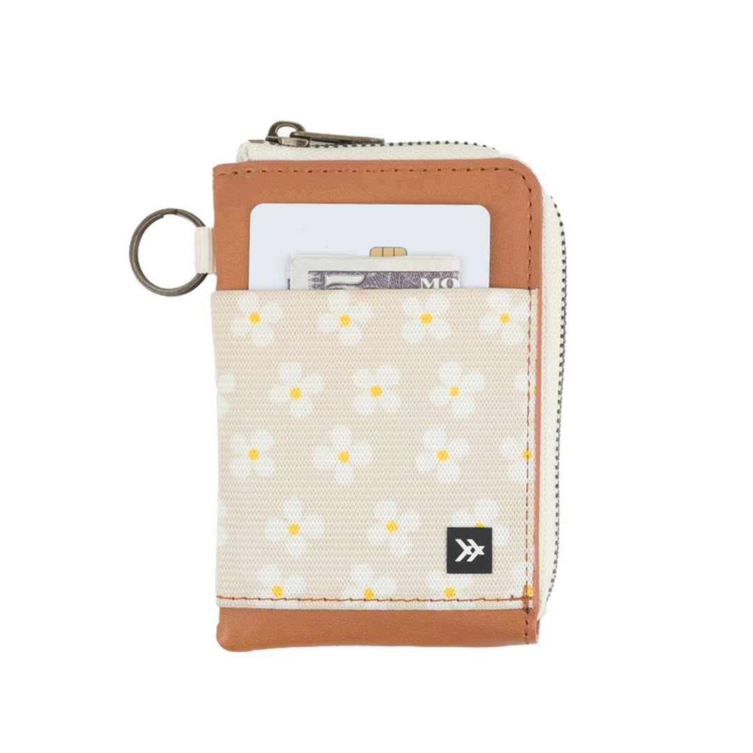 Thread Wallets RFID Blocking Leather Zip Wallet with Card Holder for Men and Women (Blossom)
