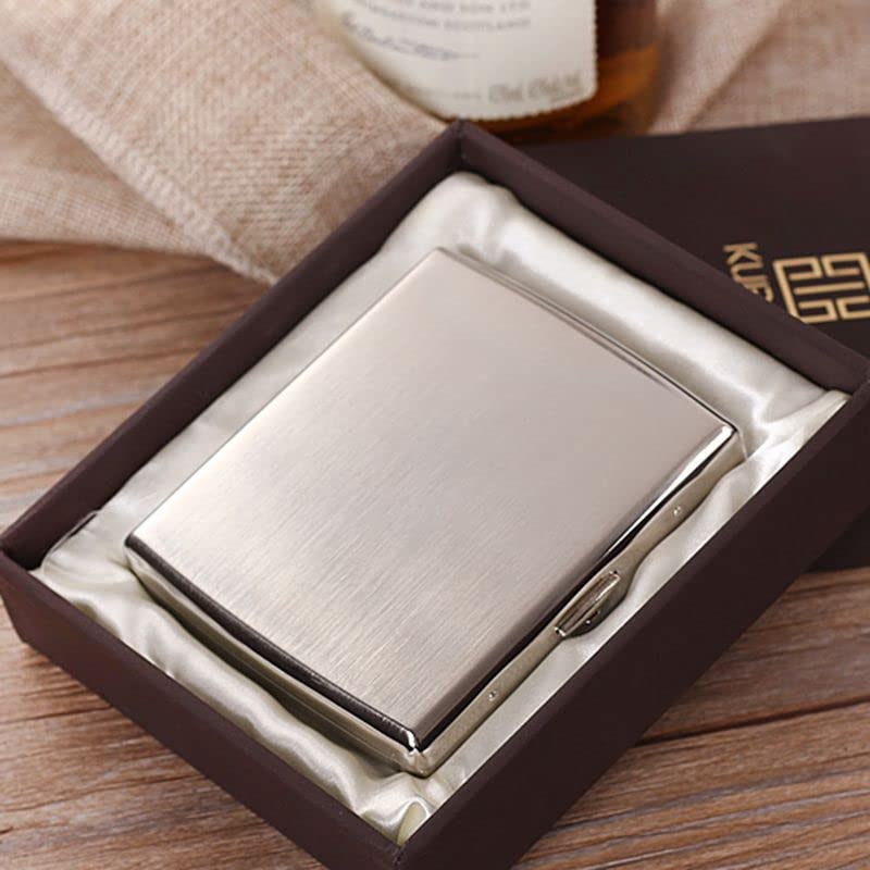 Metal Cigarette Case King Size 85mm 20 Capacity Heavy-Duty, Moisture-Proof, Secure Clasp - Portable Compact Design w/Gift Box (95x83x18mm)