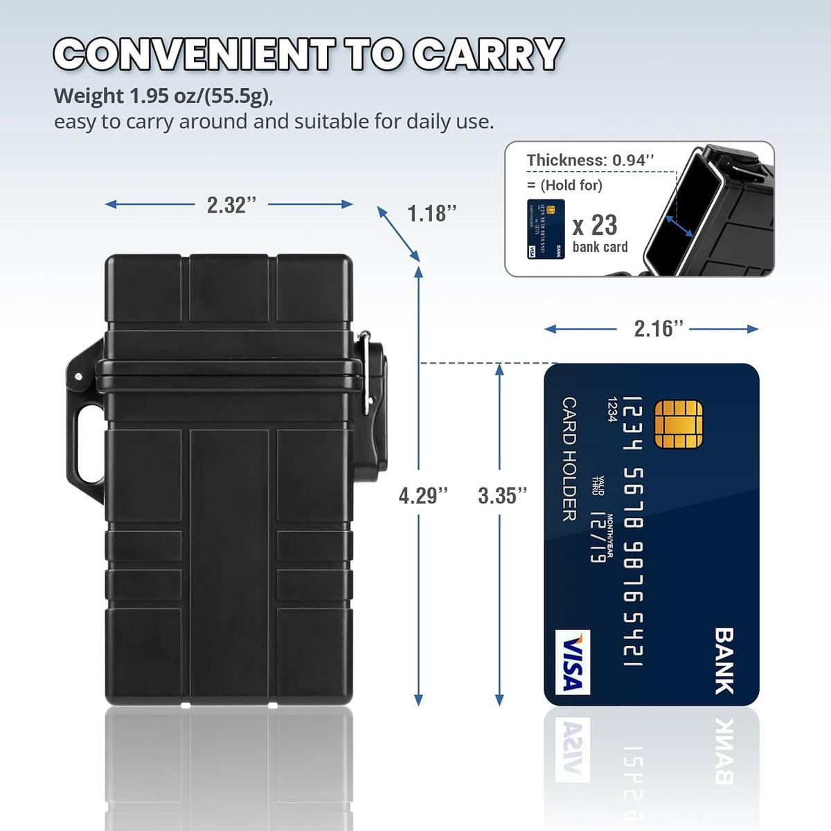 Waterproof Case, Airtight Holder Case, EDC Survival Container