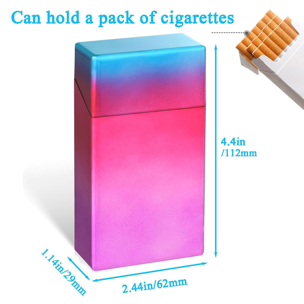Cigarette case for 100's Can Hold a Small Lighter Suitable for 20 King Size Cigarette case Coin case Pill case Outdoor Weed Accessories for Women Men 2Pack (Blue Silver,Violet Blue, 100mm)