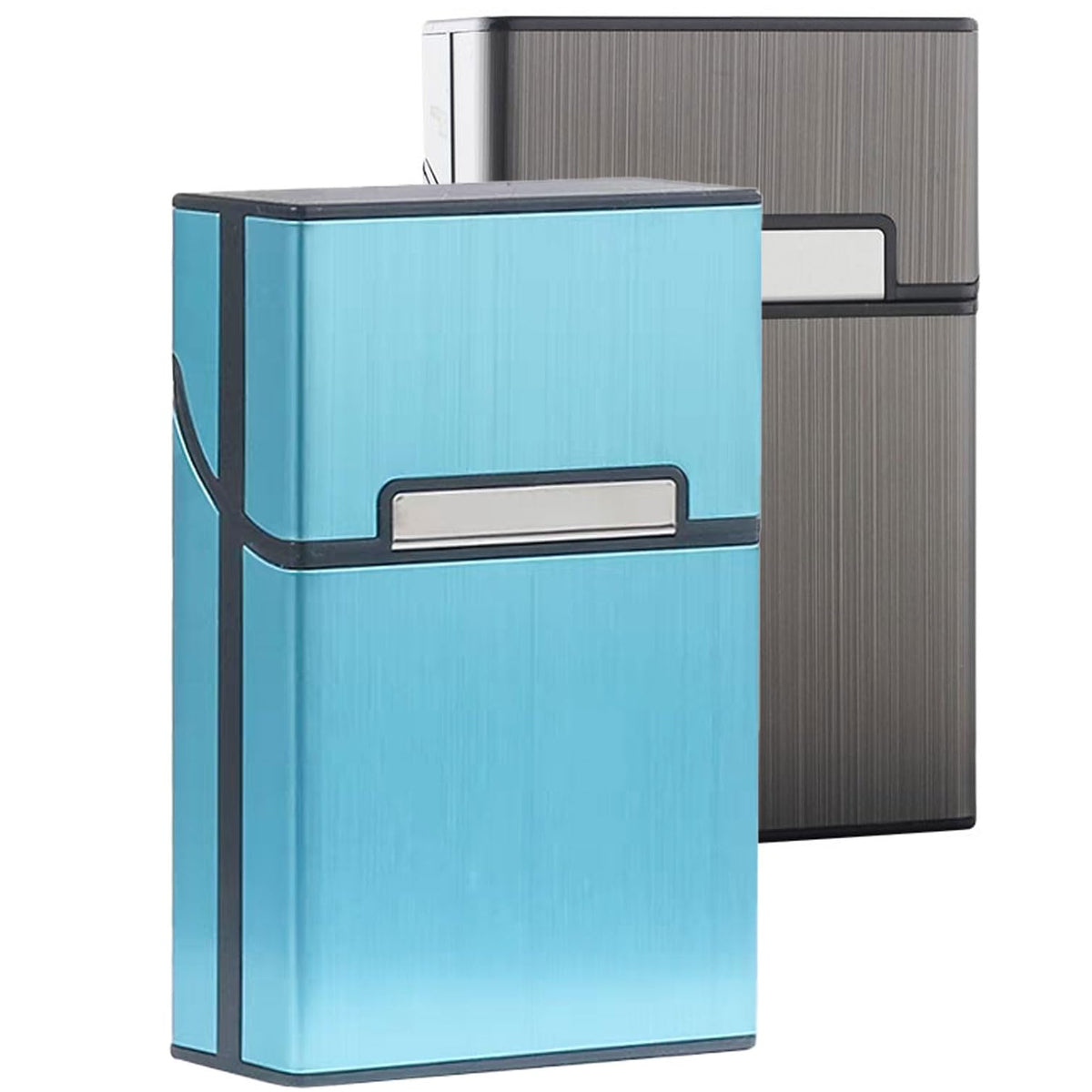 Cigarette Case Brushed Metal Cigarette Case with Magnetic Switch Flip Closure,20 Capacity (2 Pack)