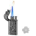 Torch Lighter, Relief Dragon Design Magic Dual Flame Lighter with Adjusting Flames Tool, Creative Windproof Lighters, Cool Jet Flame Butane Lighter-s, Refillable Butane Lighters for Outdoor Indoor