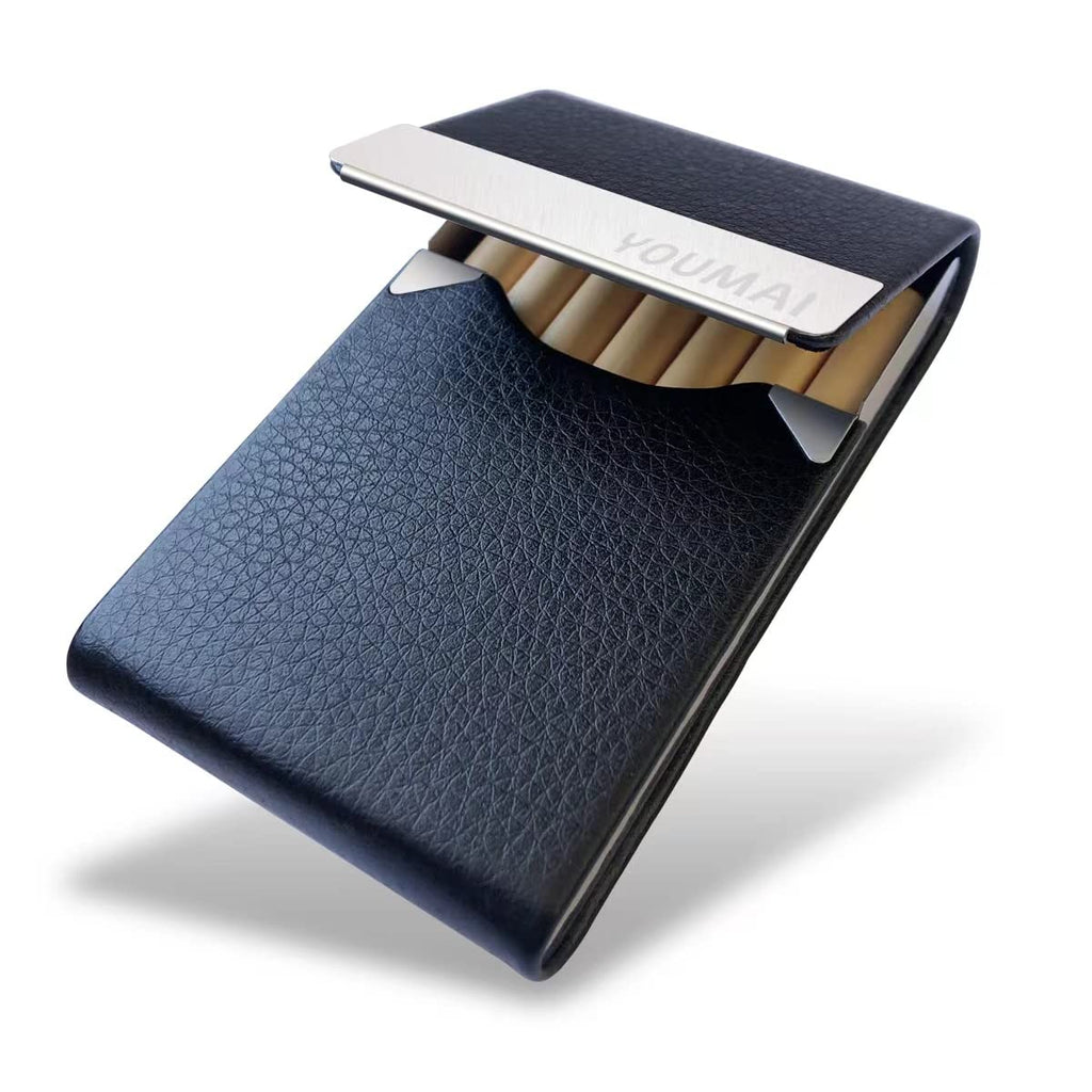 Portable Slim Leather Cigarette Case (Hold 7 Regular Size) for Men or Women