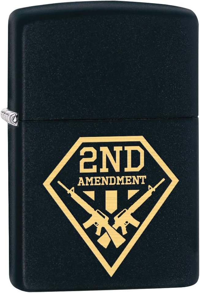 Zippo Lighter: Second Amendment, Skull and Guns - Brushed Chrome 78702