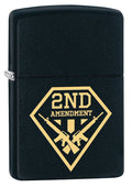 Zippo Lighter: Second Amendment, Skull and Guns - Brushed Chrome 78702