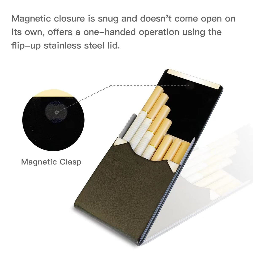 Portable Slim Leather Cigarette Case (Hold 7 Regular Size) for Men or Women