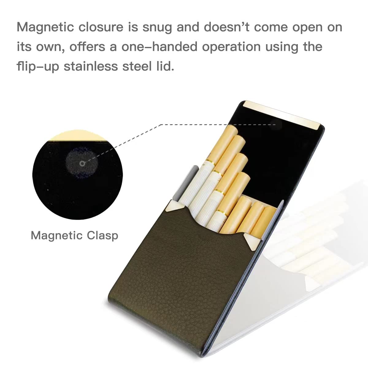 Portable Slim Leather Cigarette Case (Hold 7 Regular Size) for Men or Women