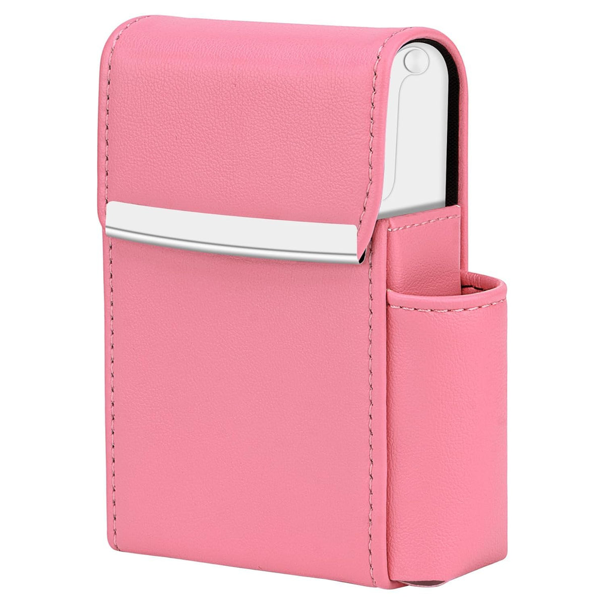 PU Leather Sliding Cigarette Box Case with Lighter Holder and Belt Loop for Men and Women Unisex