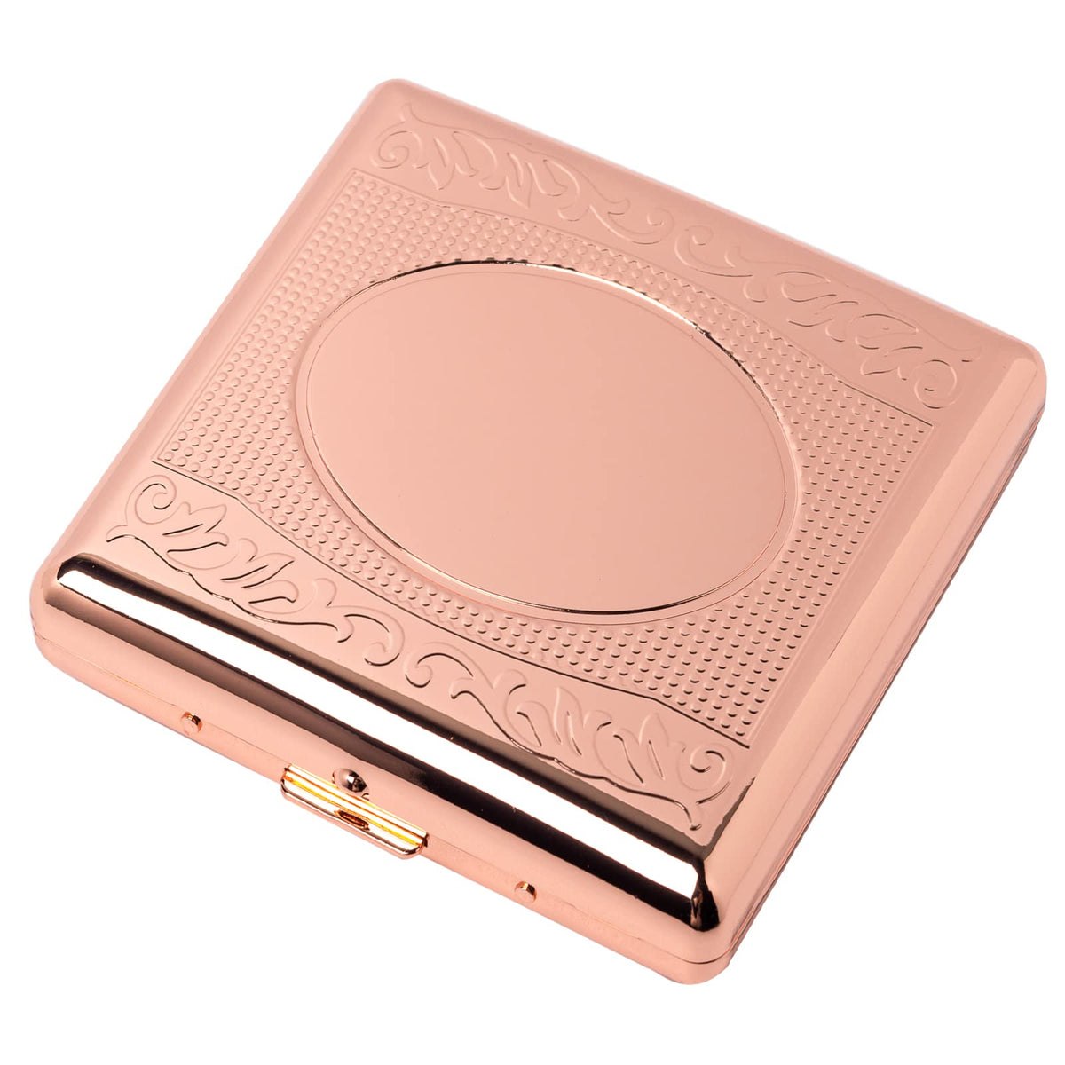 Metal Cigarette Case - Ladies and Men, Portable Double Sided Spring Clip, Holds 18-20 100mm Cigarettes (Black)