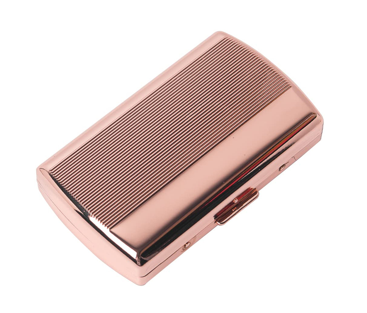 Metal Cigarette Case - Ladies and Men, Portable Double Sided Spring Clip, Holds 18-20 100mm Cigarettes (Black)
