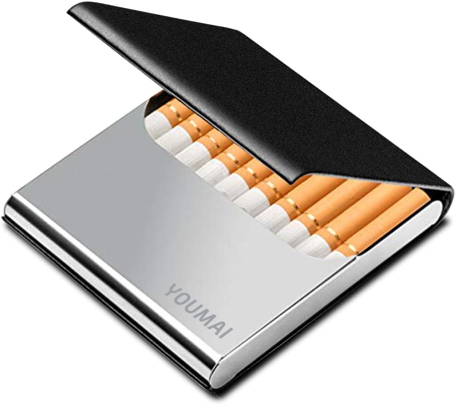 Portable Slim Leather Cigarette Case Ultrathin Box for Hold 10 Regular Size