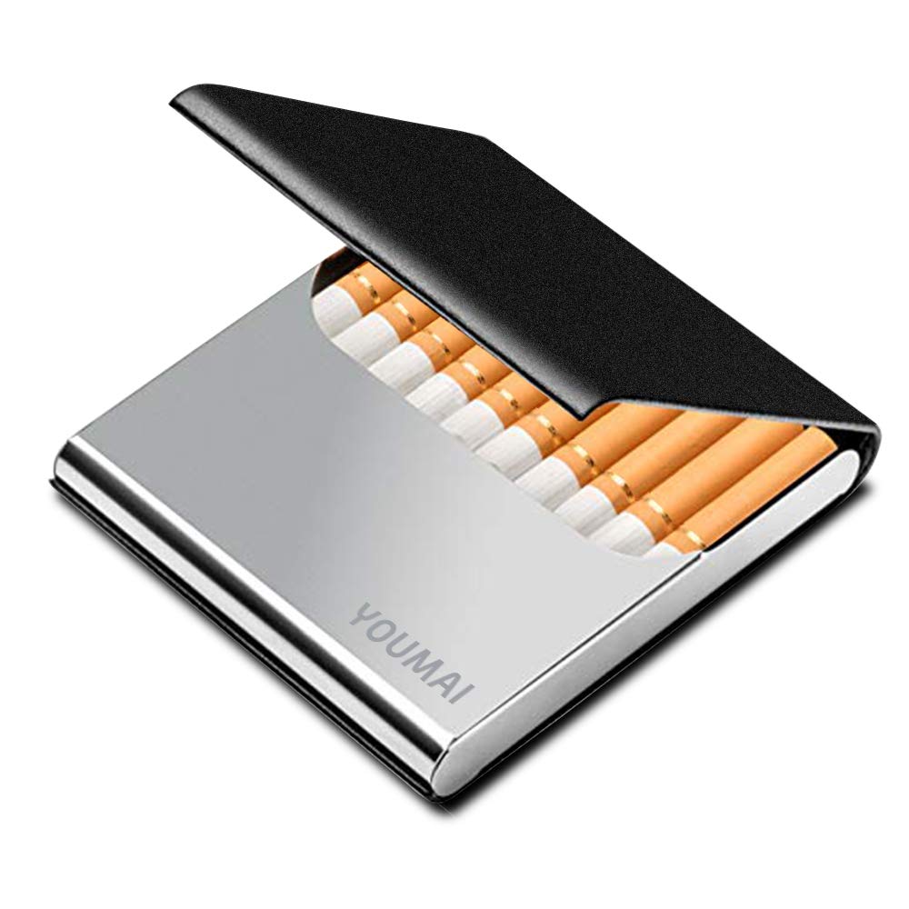 Portable Slim Leather Cigarette Case Ultrathin Box for Hold 10 Regular Size