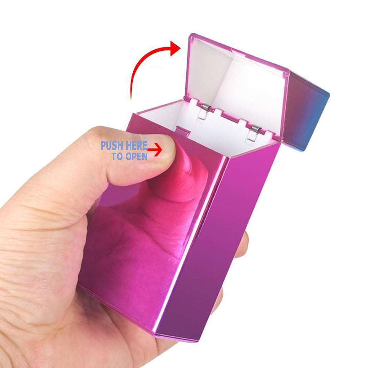 Cigarette case for 100's Can Hold a Small Lighter Suitable for 20 King Size Cigarette case Coin case Pill case Outdoor Weed Accessories for Women Men 2Pack (Blue Silver,Violet Blue, 100mm)