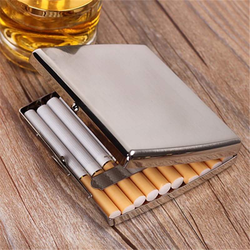 Metal Cigarette Case King Size 85mm 20 Capacity Heavy-Duty, Moisture-Proof, Secure Clasp - Portable Compact Design w/Gift Box (95x83x18mm)