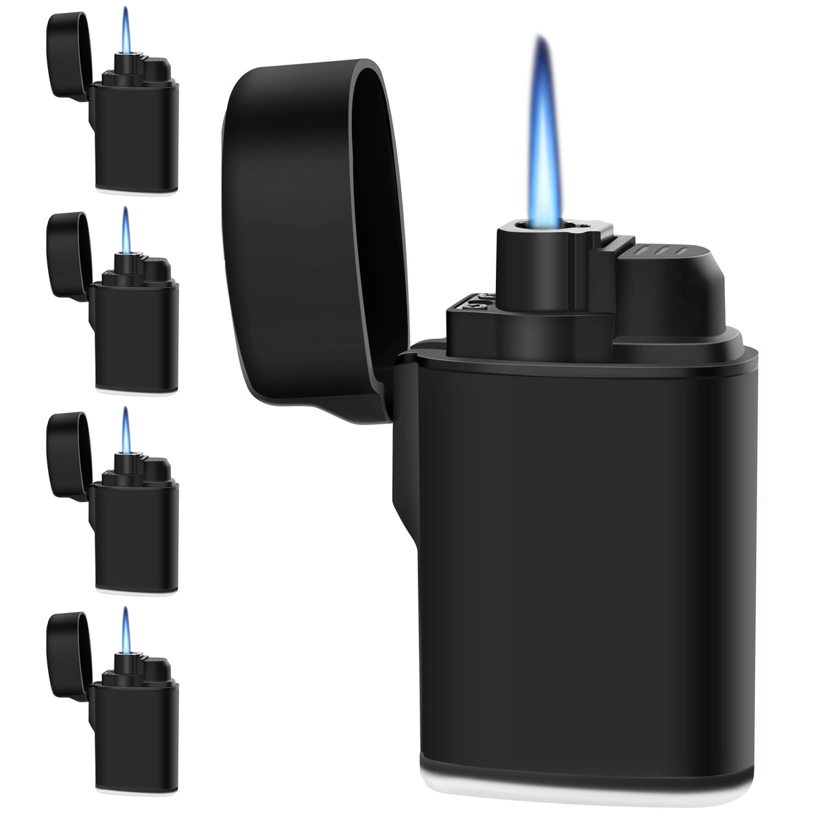 Mini Torch Lighter Windproof Jet Flame Butane Refillable Pocket Lighter for Candles, Outdoor, Camping, Fireplaces, Gas Stove, BBQ & Survival Gear, Pack 1, Black Color (Butane not Included)