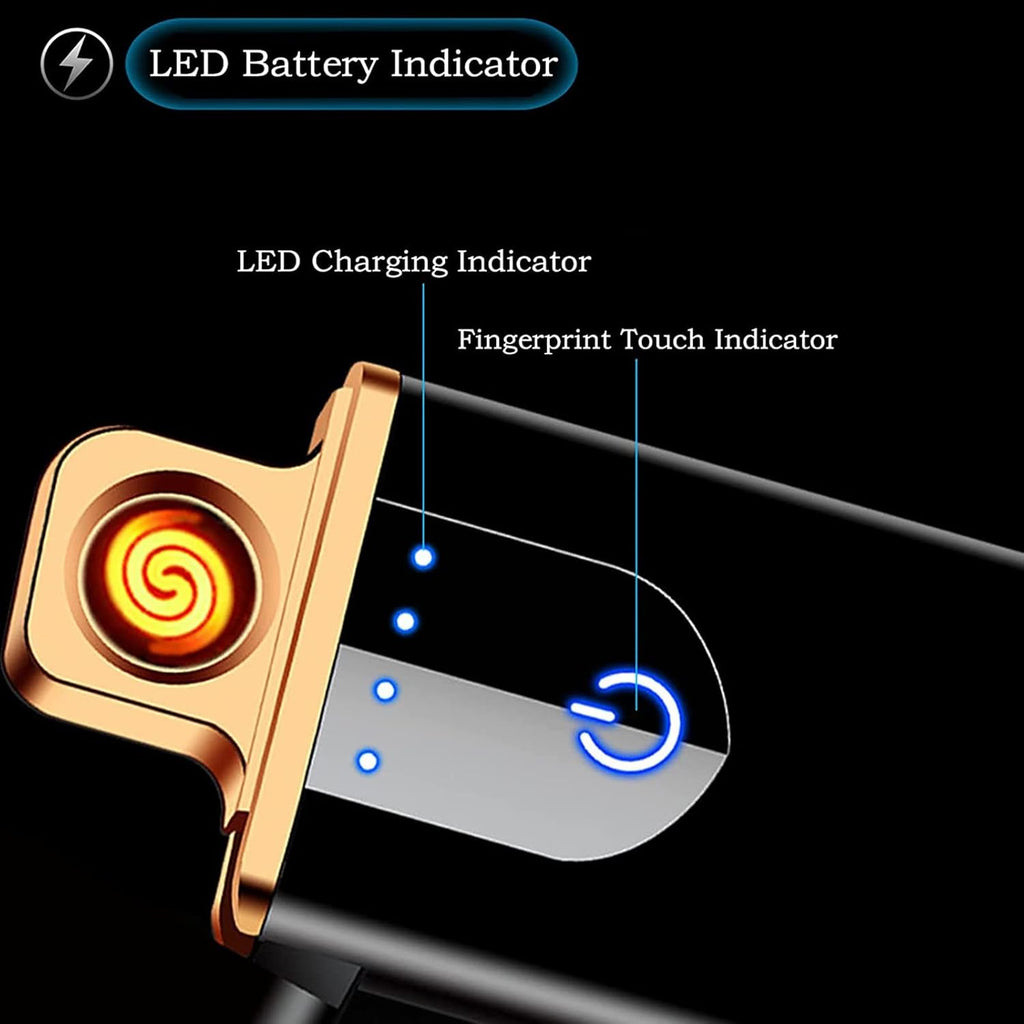 Electronic Lighter Smart USB Rechargeable, Mini Portable Design with Touch Dual-Sided Ignition - Windproof and flameless, Featuring Plasma Technology, Battery Indicator, and Lightweight Build (Blue)