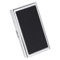Metal Case, Silver Plated Metal,14 Capacity，Black Leather on Front and Back(100mm King Size,Black)