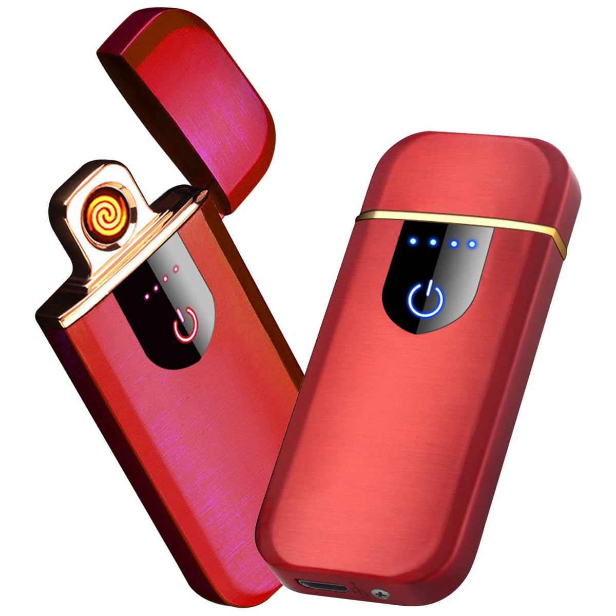 Electronic Lighter Smart USB Rechargeable, Mini Portable Design with Touch Dual-Sided Ignition - Windproof and flameless, Featuring Plasma Technology, Battery Indicator, and Lightweight Build (Blue)