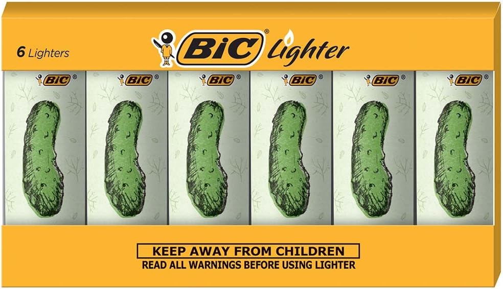 BIC Maxi Pocket Lighter, Special Edition Pickle Collection, 6 Count