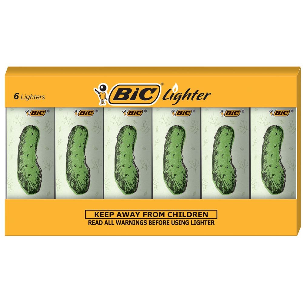 BIC Maxi Pocket Lighter, Special Edition Pickle Collection, 6 Count