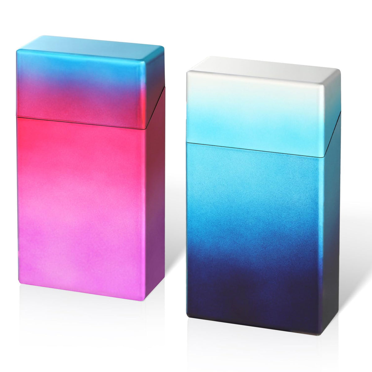 Cigarette Case King Size 85mm 3Pack Push to Open 20 Capacity Women and Men Perfect for Roll Your Own Cigs (Black+Silver+Blue, 85mm)
