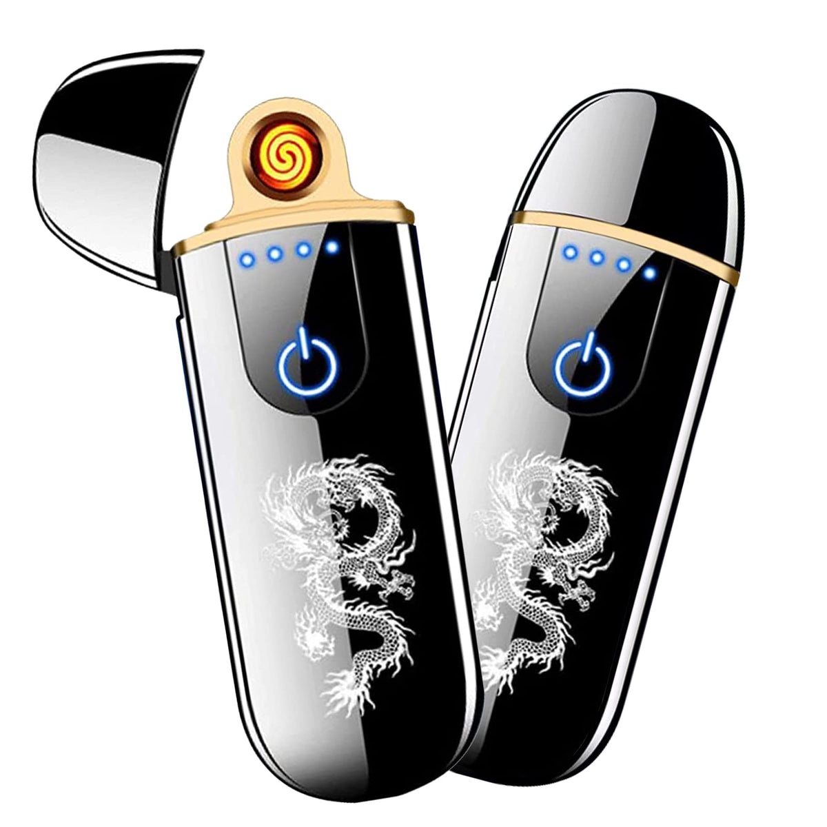 Electronic Lighter Smart USB Rechargeable, Mini Portable Design with Touch Dual-Sided Ignition - Windproof and flameless, Featuring Plasma Technology, Battery Indicator, and Lightweight Build (Blue)