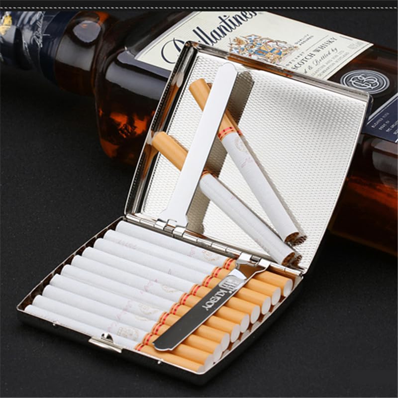 Metal Cigarette Case King Size 85mm 20 Capacity Heavy-Duty, Moisture-Proof, Secure Clasp - Portable Compact Design w/Gift Box (95x83x18mm)