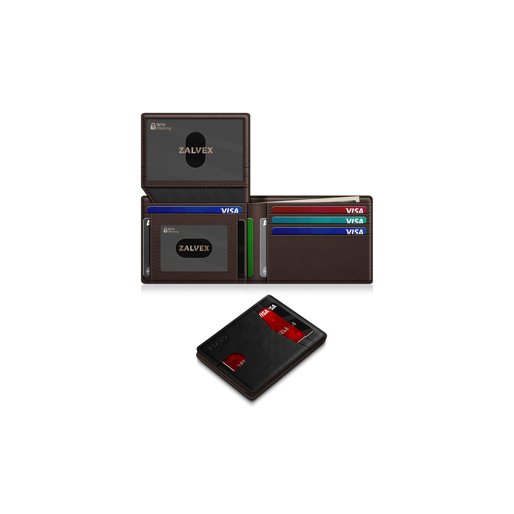 ZALVEX Wallet for Men Slim RFID Blocking Leather Credit Card Holder Wallet