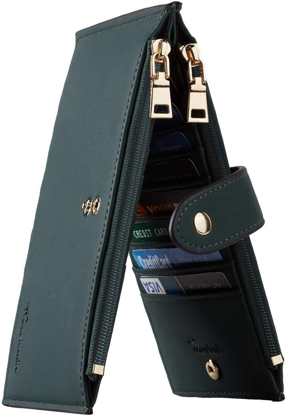 Travelambo Womens Leather Bifold Wallet, Slim RFID Blocking Card Holder
