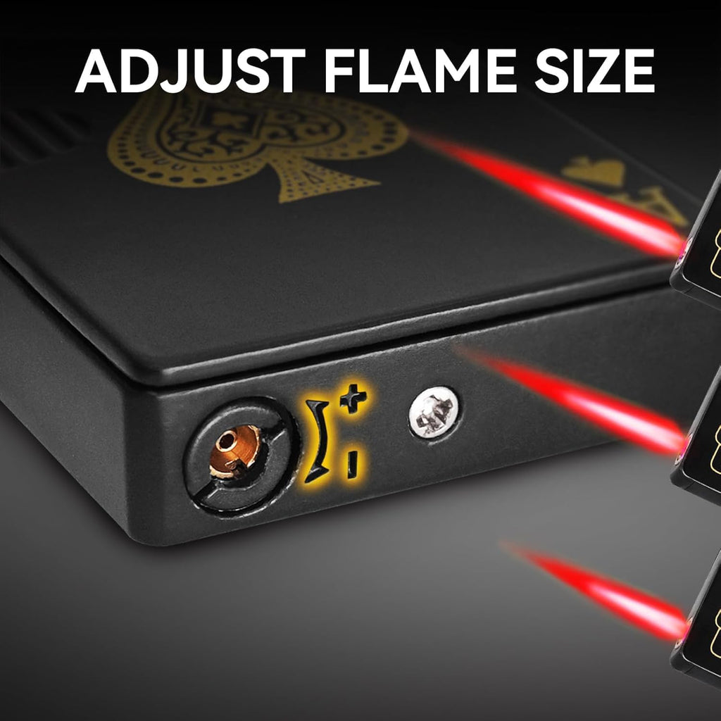3 Pack Jet Torch Lighter Ace Card Lighters Green Flame Refillable Butane Lighters Ace of Spades Cool Lighter Adjustable Windproof Poker Lighter (Without Gas)