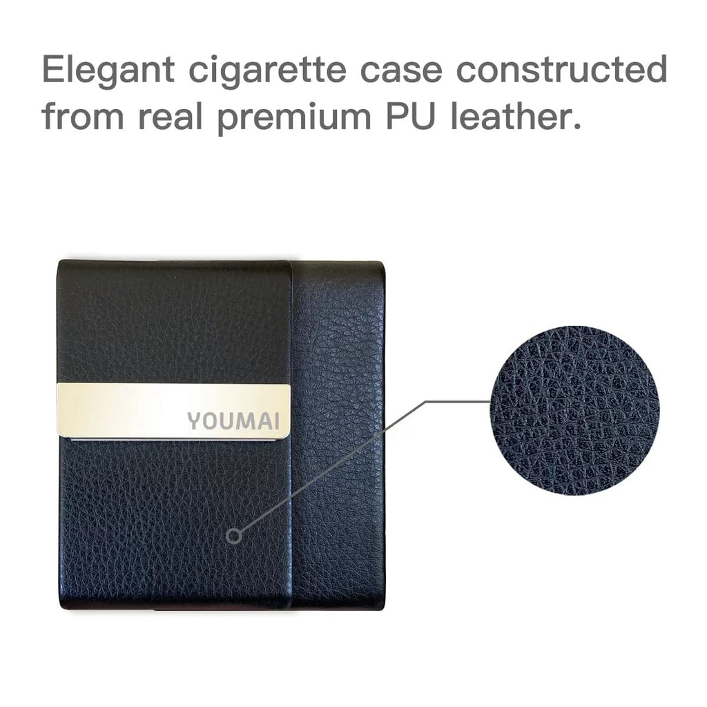 Portable Slim Leather Cigarette Case (Hold 7 Regular Size) for Men or Women