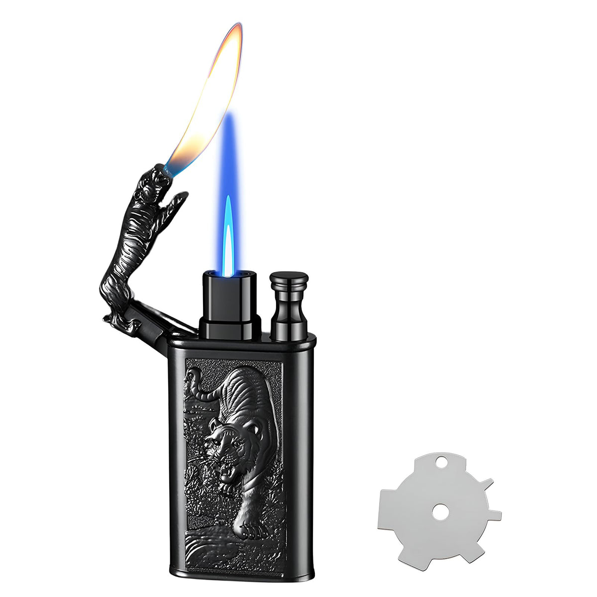 Torch Lighter, Relief Dragon Design Magic Dual Flame Lighter with Adjusting Flames Tool, Creative Windproof Lighters, Cool Jet Flame Butane Lighter-s, Refillable Butane Lighters for Outdoor Indoor
