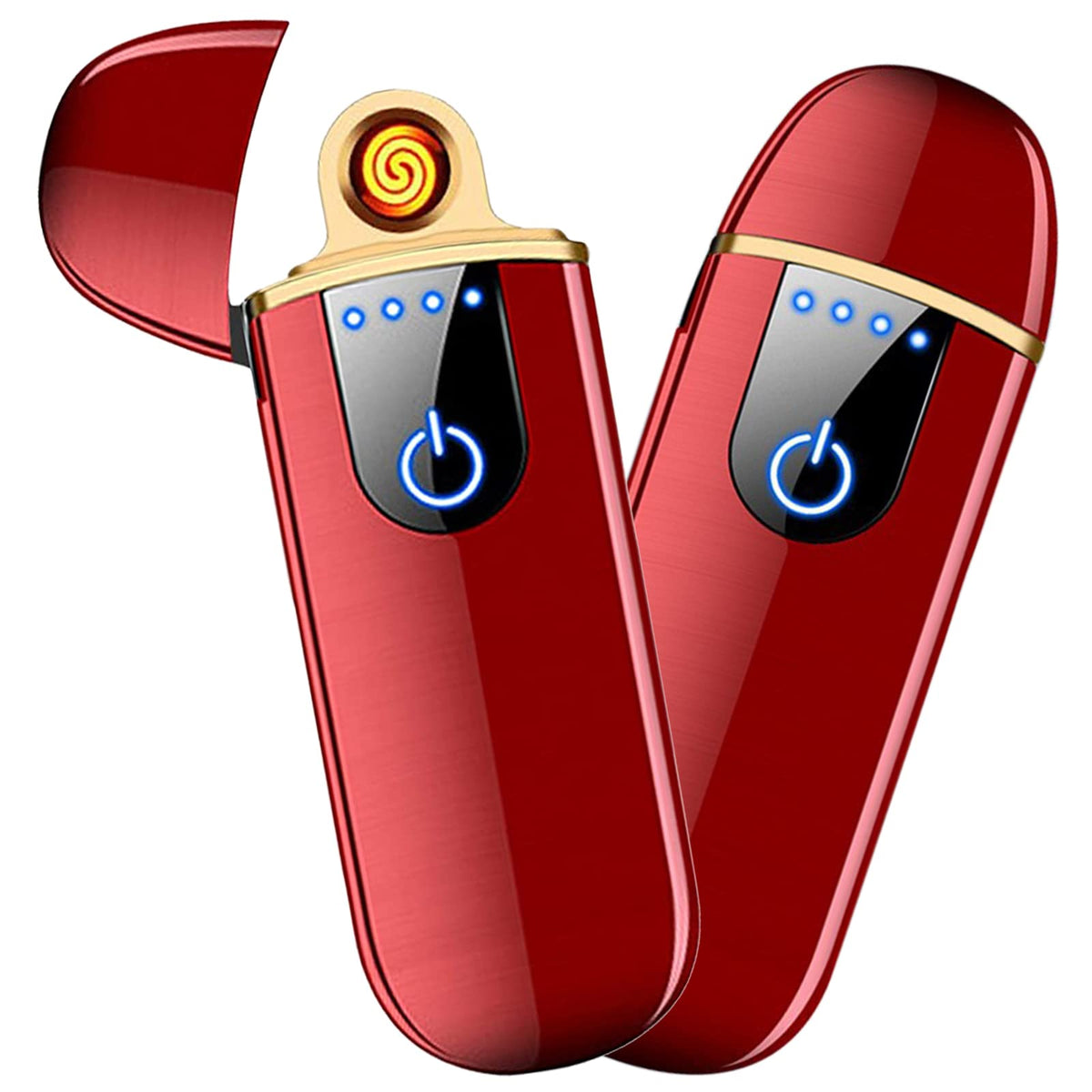 Electronic Lighter Smart USB Rechargeable, Mini Portable Design with Touch Dual-Sided Ignition - Windproof and flameless, Featuring Plasma Technology, Battery Indicator, and Lightweight Build (Blue)