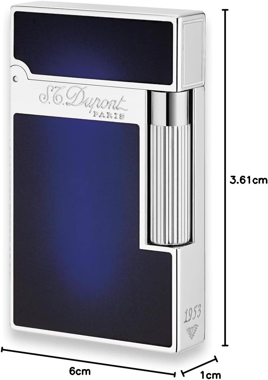 S.T. Dupont Ligne 2 Lighter Atelier, Chinese lacquer, Gold trim, Blue, 16134