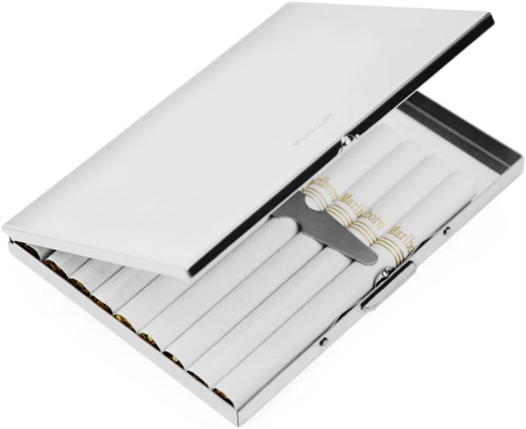 Extra Slim Stainless Steel Cigarette Case Holds 9 Cigarette (Regular Size 84mm and King Size)