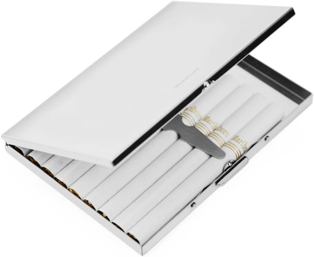 Extra Slim Stainless Steel Cigarette Case Holds 9 Cigarette (Regular Size 84mm and King Size)