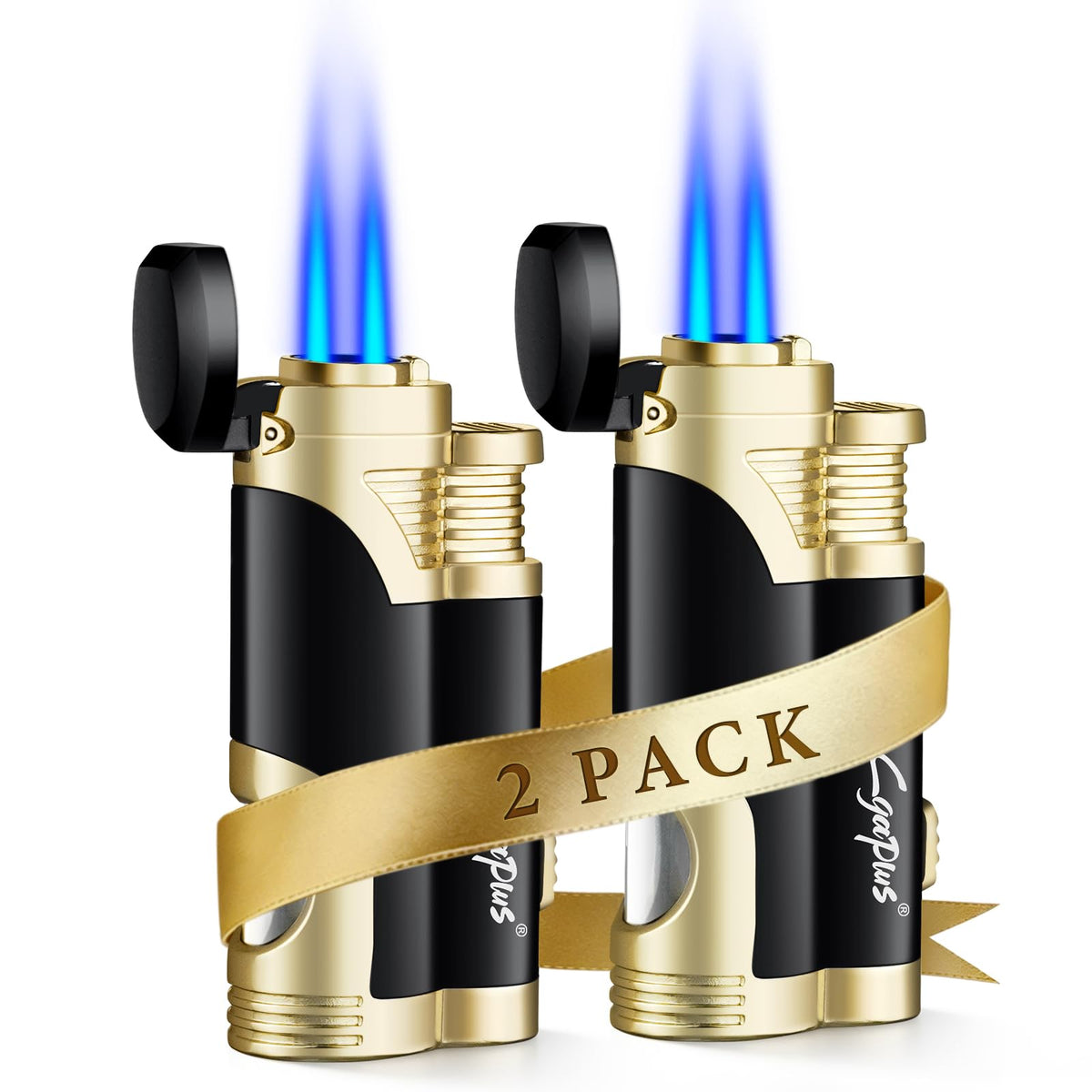 GUEVARA Butane Torch Lighter with Punch Windproof Double Jet Lighters
