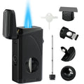 All in One Triple Jet Flame Butane Torch Lighter. Black(Sold Without Gas)
