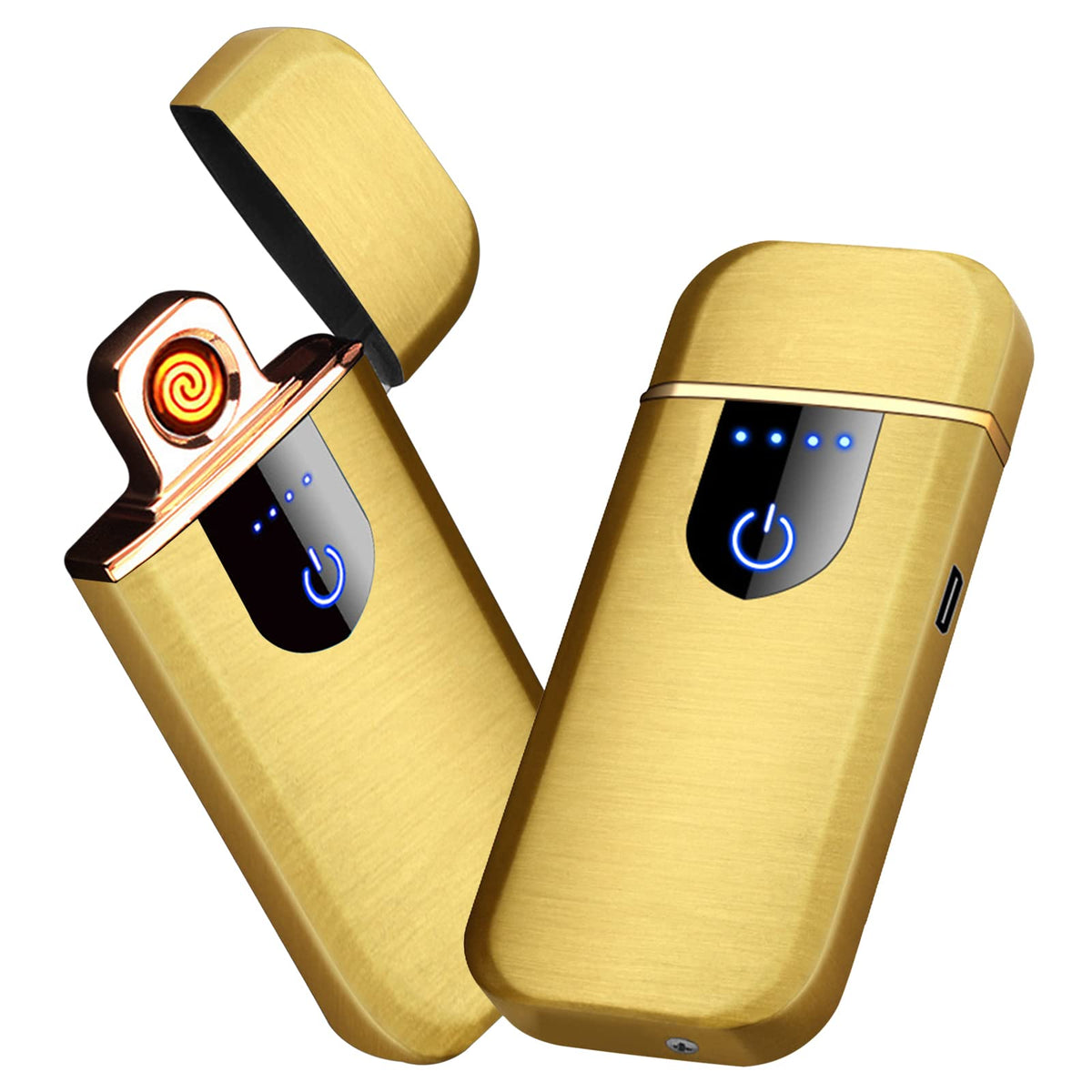 Electronic Lighter Smart USB Rechargeable, Mini Portable Design with Touch Dual-Sided Ignition - Windproof and flameless, Featuring Plasma Technology, Battery Indicator, and Lightweight Build (Blue)