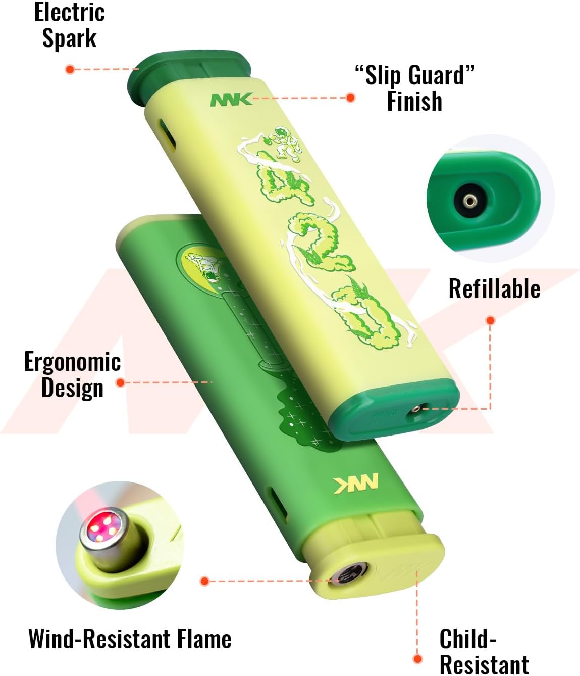 MK Wind Proof Jet Flame Lighters, 5PCS Striking Design, Ideal as Lighters for BBQ, Camping, Outdoor use, utane Refillable Wind-Resistant Flame,(Connection-5PC)