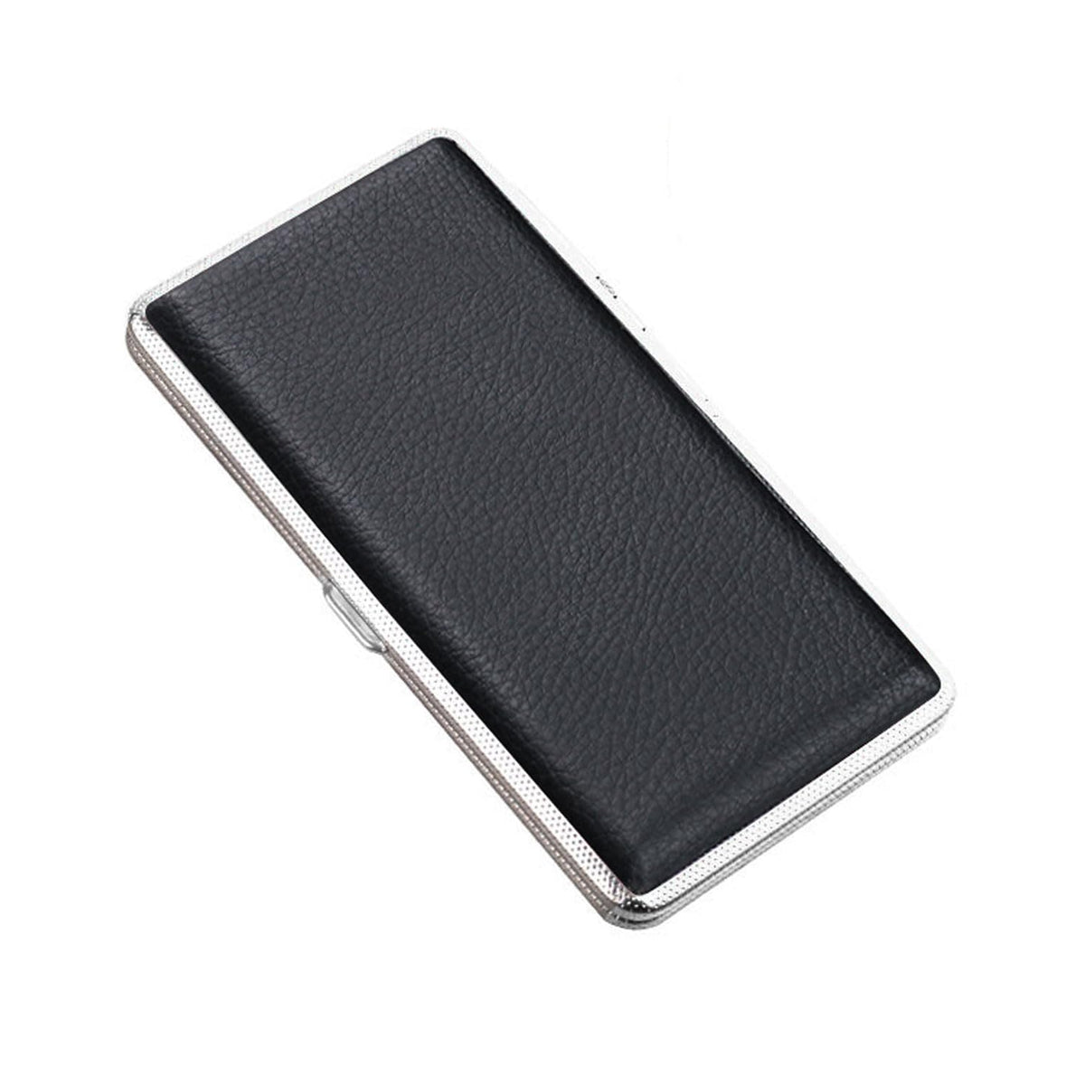 Cigarette Case Metal Holder for Regular King and 100's Size Can Hold 14 Cigarettes Double Sided Spring Clip Box Holds up to 80-100's Flip Open Pocket Bank Card case Cash Box(Silver， 100mm King Size)