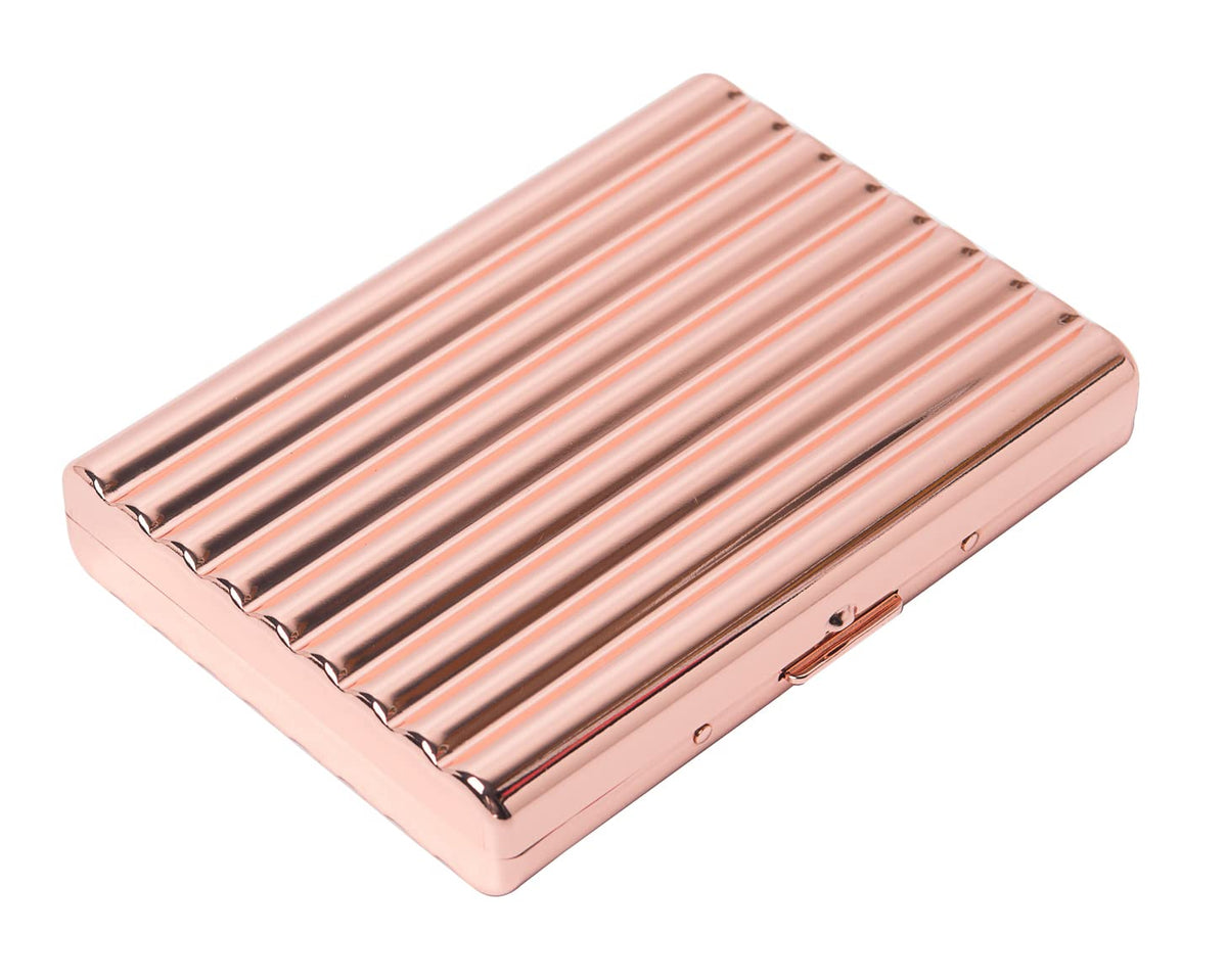 Stylish Design Retro Metal Cigarette Case -Double Sided Spring Clip Open Cigarette,Pocket Holder Credit Card Holder Protective Security Wallet for Men and Women,Holds 18-20 100mm (Vine Bronze)