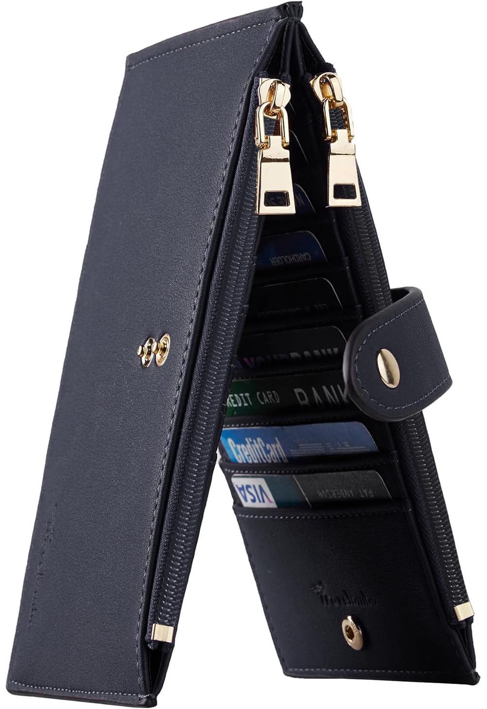 Travelambo Womens Leather Bifold Wallet, Slim RFID Blocking Card Holder
