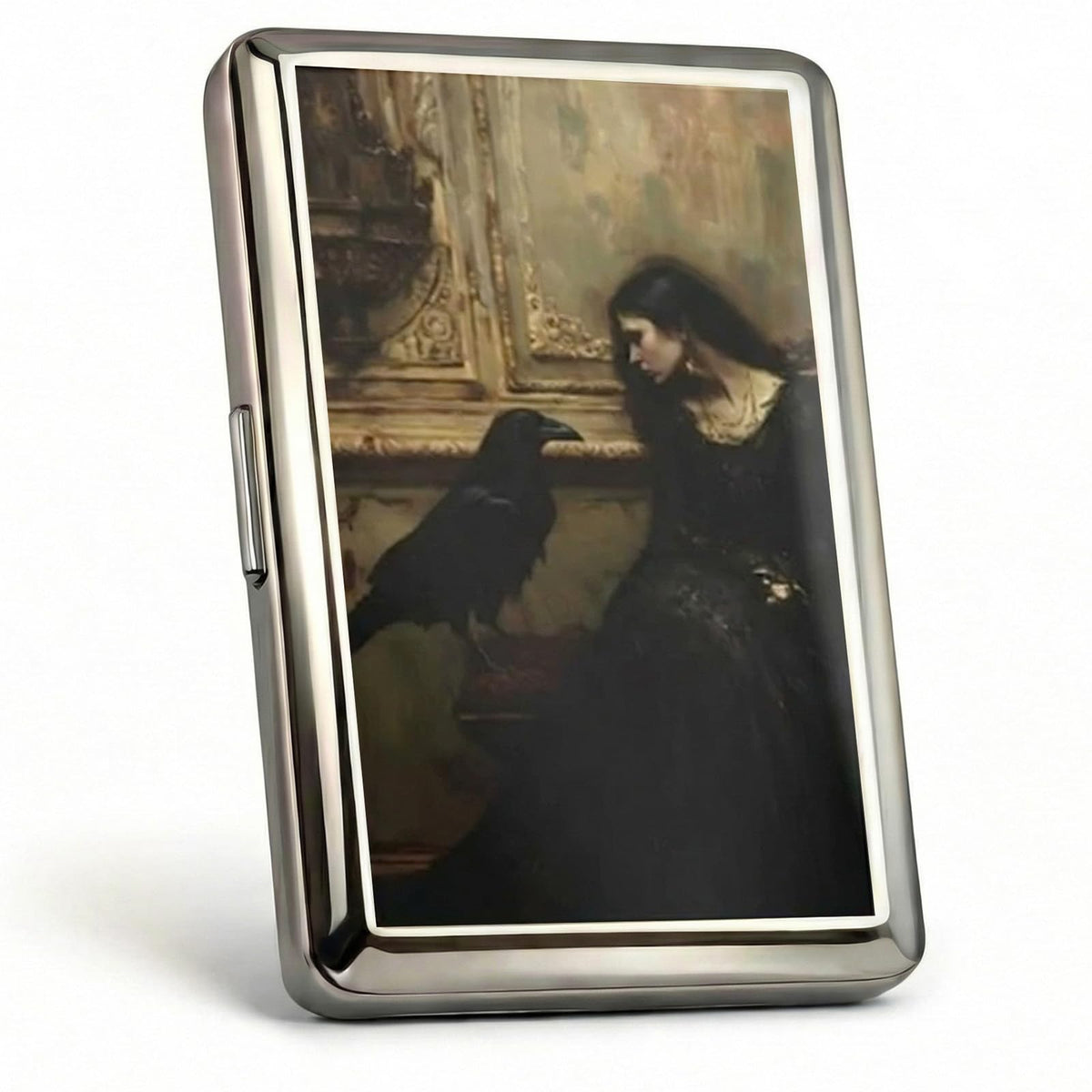 Vintage - Style Versatile Card & Cash Case Art Deco Design Metal Wallet with RFID and Holds King Size / 100s Women and Men Easy Snap Business Card Box for Credit Cards Cash Id Business Cards