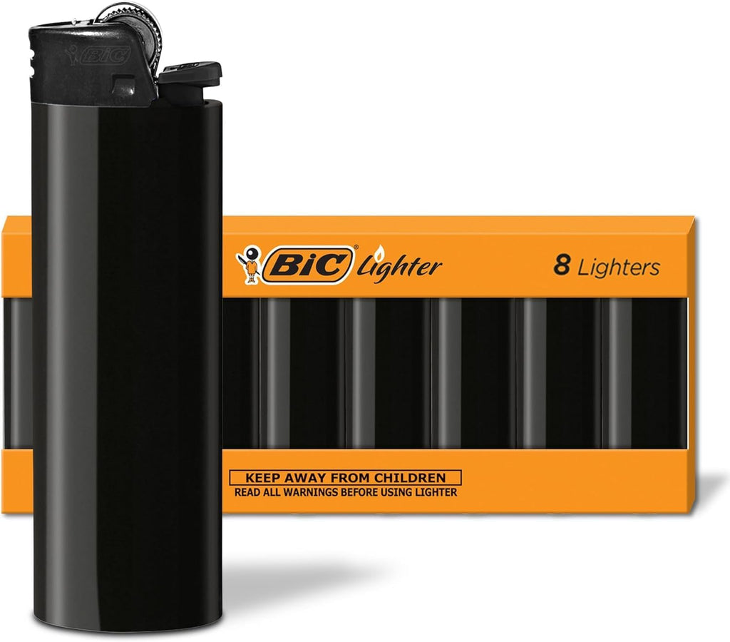 BIC Maxi Pocket Lighters, Reliable 8-Pack, Long-Lasting, All-Black